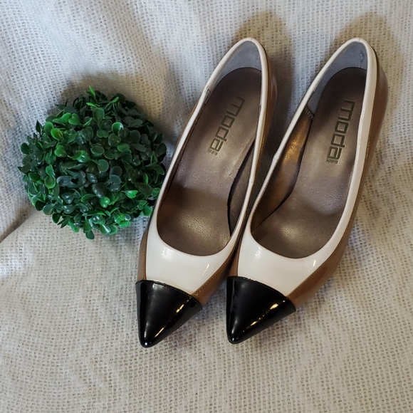Moda beautiful heels, size 8M white, tan & black - Picture 2 of 8